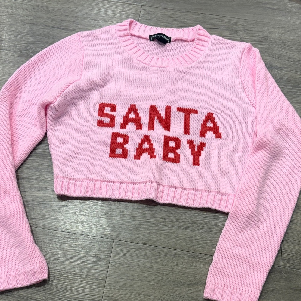 Pink 'Santa Baby' Crop Sweater